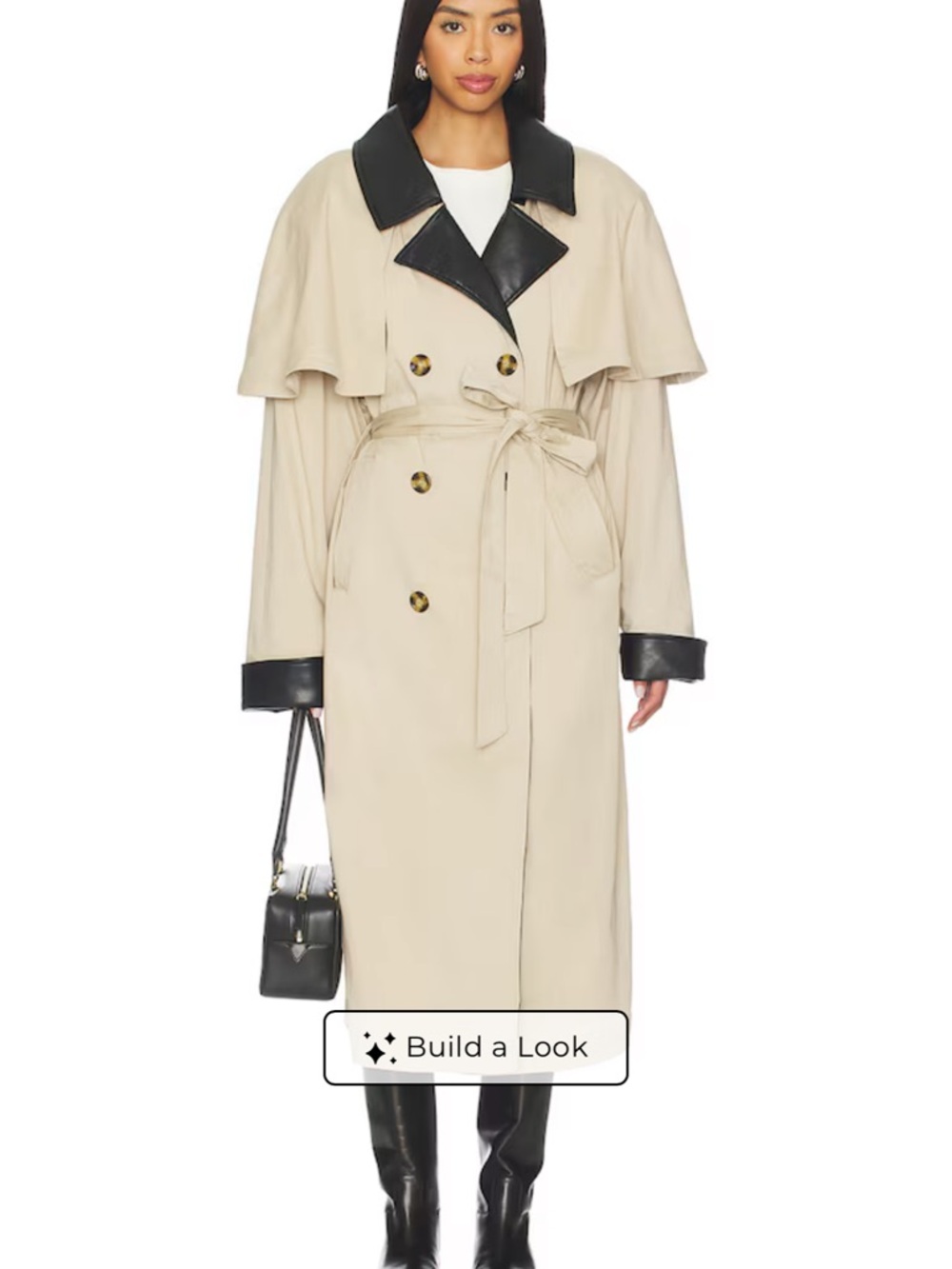 WeWoreWhat Beige Trench Coat with Black Trim